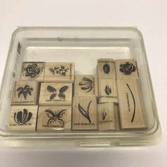Stampin' Up! Watercolor Minis 13 Rubber Stamps Butterflies Flowers 2001 - Picture 8 of 8
